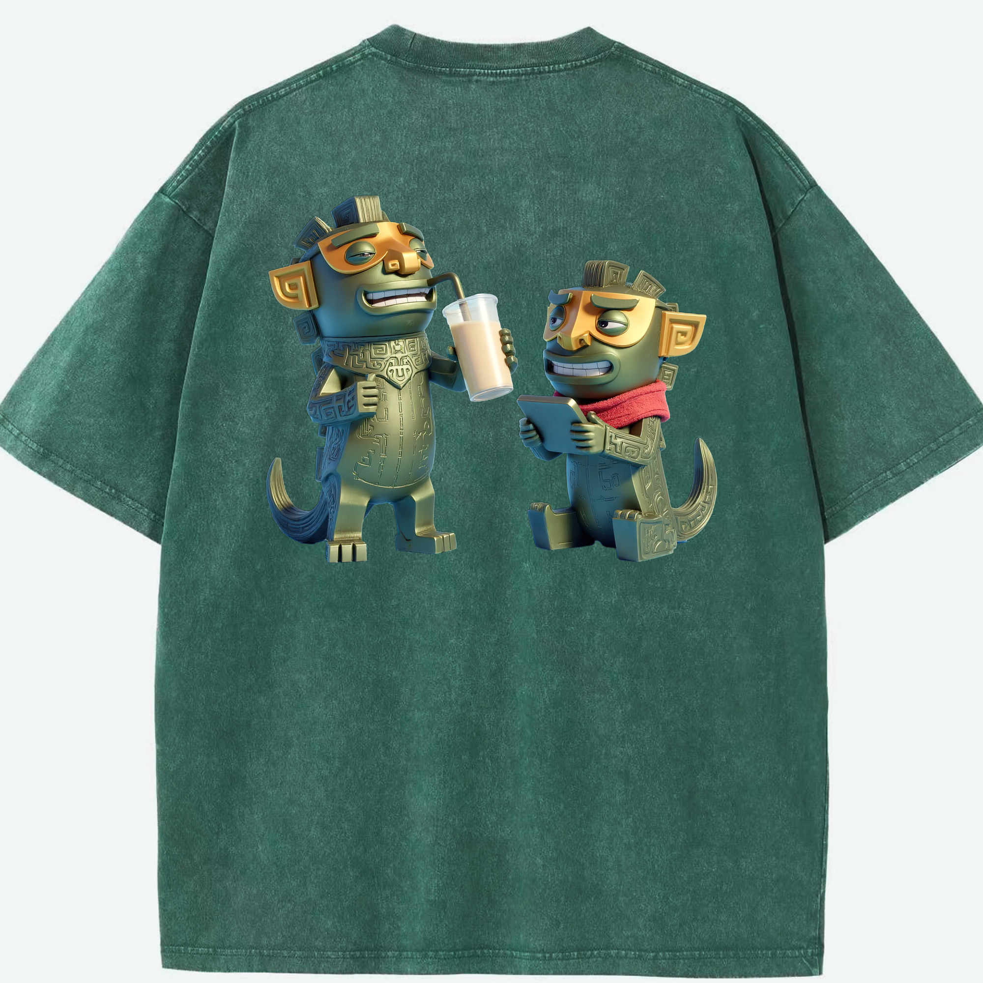 （画像用） Ne Zha 2 ナタ 魔童の大暴れ 綿100% ヴィンテージ風 半袖Tシャツ（背面プリント）